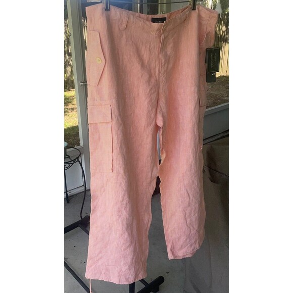 Lauren Ralph Lauren 18W Tangerine 100% Linen Cargo Pockets Beachy Coastal Comfy - Picture 10 of 10
